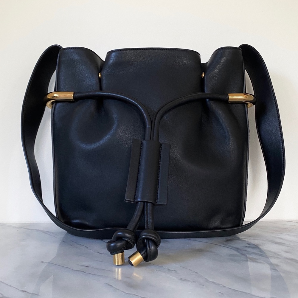 CHLOE Black and Gold Leather Gala Tote